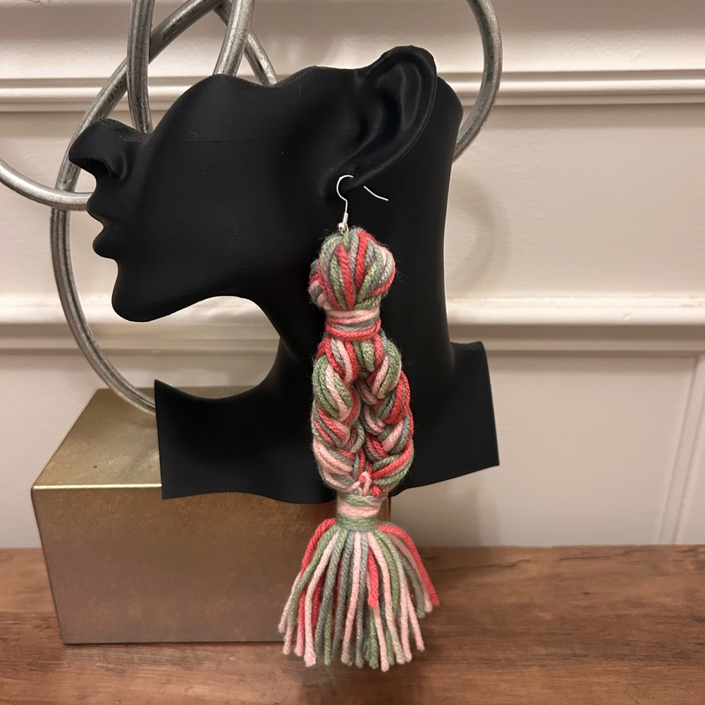 Multicolor Handmade Braided Tassel Earrings